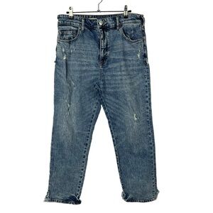 Anthropologie Pilcro Medium Wash Distressed High Rise Straight Leg Jeans 29